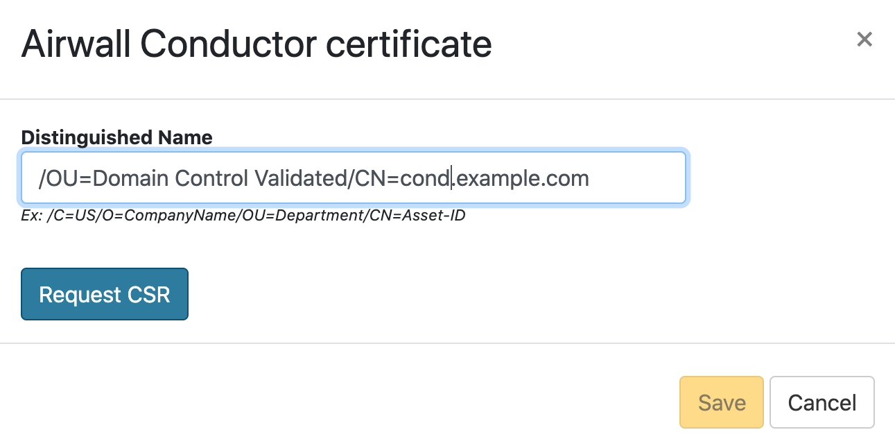 Conductor Distinguished name dialog